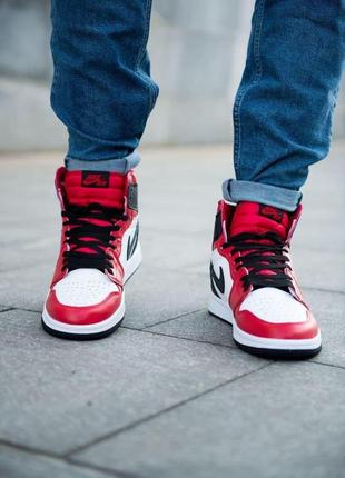 Nike air jordan 1 retro high black red white 1 жіночі кросівки найк аїр джордан3 фото