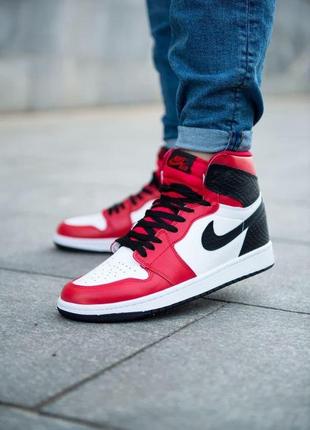 Nike air jordan 1 retro high black red white 1 жіночі кросівки найк аїр джордан4 фото
