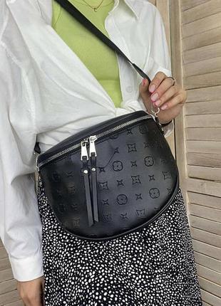 Женская сумка слинг, бананка сумка для девушки, женские сумочки и клатчи, мини сумочка багет черная белая8 фото