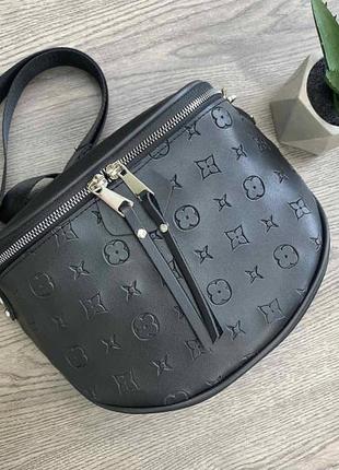 Жіноча сумка слінг, бананка сумка для дівчини, жіночі сумочки і клатчі, міні сумочка багет чорна біла