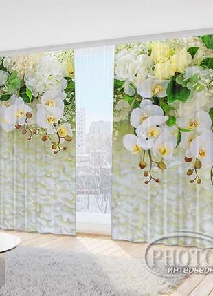 Фото шторы в зал "ламбрекены из орхидей" - любой размер. читаем описание!1 фото