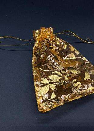 Подарункові мішечки з органзи для ювелірних прикрас колір помаранчевий 9х12см / подарункові мішечки з органзи для ювелірних