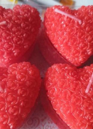 Набор "сердце в розы" свечи декоративные красные 4 шт