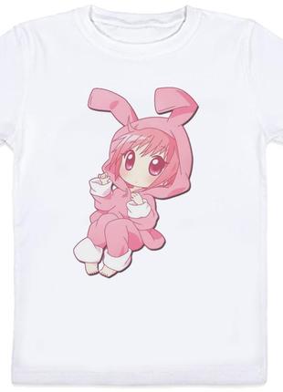 Детская футболка kawaii bunny girl  (белая)