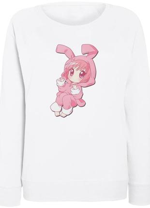 Женский свитшот kawaii bunny girl (белый)1 фото
