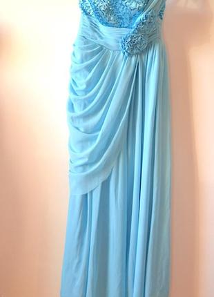 Шикарное бирюзовое платье в пол ,воздушное,нарядное1 фото