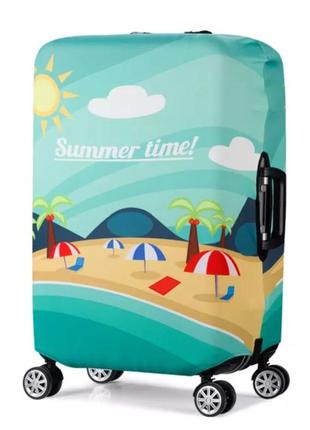 Чохол на валізу чехол на чемодан захисний з принтом пляжу моря summer time