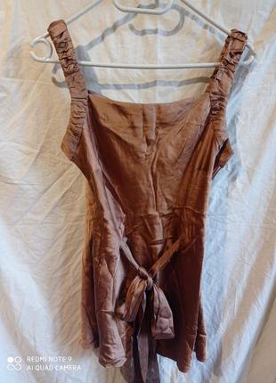 Х2. шелковая майка с пояском шелк шёлк шёлковая шовк шовкова атлас атласная капучино1 фото