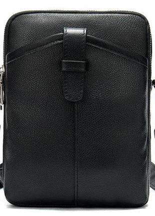 Компактна чоловіча сумка шкіряна vintage 14885 чорна