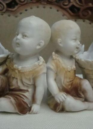 Антикварные парные статуэтки 19 век дети фарфор германия6 фото