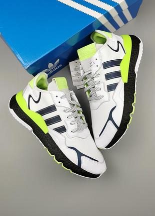 Кросівки оригінал adidas originals nite jogger white/signal green eg6749 black boost1 фото