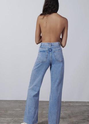Нові вільні широкі джинси zara блакитні джинси з розрізами на колінах нові блакитні джинси zara3 фото