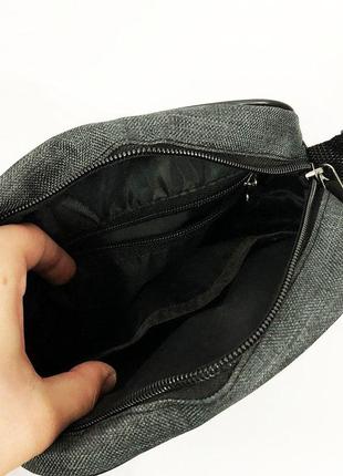 Сумка-мессенджер из эко-кожи и ткани сумка на плечо  цвет: серый4 фото