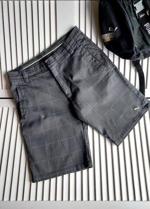 Мужские шорты slim fit серые в клетку хлопок от puma