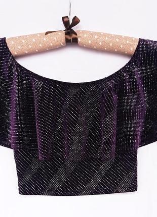 Фіолетовий літній топ new look з блискучим декором, розмір m1 фото