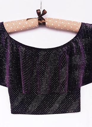 Фіолетовий літній топ new look з блискучим декором, розмір m