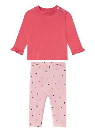 Костюм (футболка и лосины) для девочки lupilu 362707 074-80 см (6-12 months) коралловый