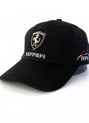 Бавовняна бейсболка sport line чорна з фірмовим лого ferrari. артикул: 45-0451