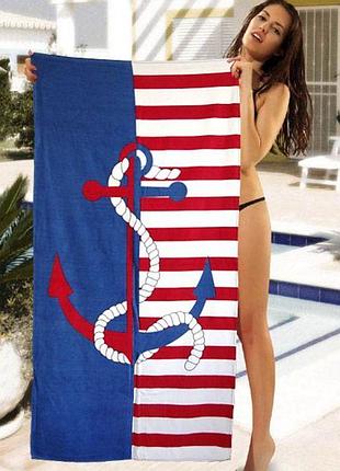 Рушник для басейну бренду shamrock бавовняний з якорем. артикул: 42-0037