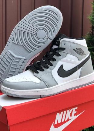 Чоловічі кросівки nike air jordan 1 retro grey white black4 фото