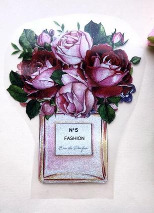 Термоаппликация, наклейка на одежду  fashion №5 с розами 14х17 см