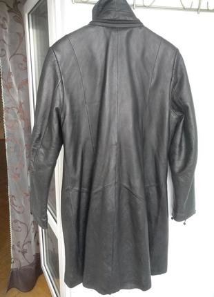 Кожаное шикарное пальто френч, 50-545 фото