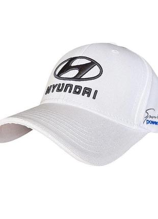 Автомобильная бейсболка sport line белая с лого hyundai. артикул: 45-0500