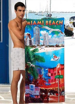 Полотенце пляжное shamrock с пейзажем miami beach