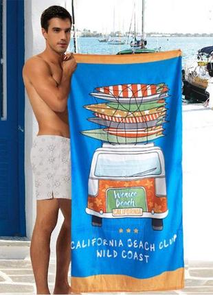 Пляжное полотенце shamrock голубого цвета с рисунком