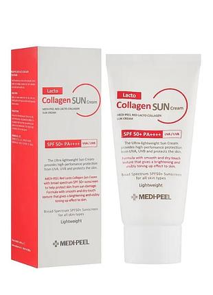 Сонцезахисний крем з колагеном spf50 medi peel red lacto collagen sun cream spf 50+ pa++++, 50 мл