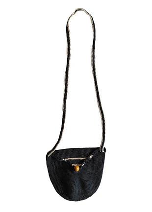 Сумка тоте сумка міні маленька сумочка в'язана хенд hand made вязанная маленькая микро через плече плечо вінтаж вінтажна винтаж винтажная чорна черная