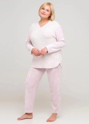 Костюм велюровий (туніка, штани) juliet deluxe меланж світло-рожевий  30105