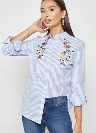 Рубашка с вышивкой dorothy perkins в полоску натуральная ткань летняя