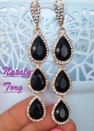 Вечірні сережки, випускний (чорний колір)