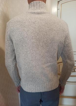 В'язаний светр, кофта 80% вовни на блискавці і гудзиках бежевий5 фото