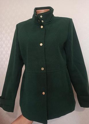 Пиджак-пальто кашемировое укороченное пальто зелёное