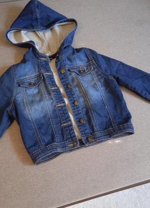 Джинсовая куртка с капюшоном на 10-11 лет5 фото