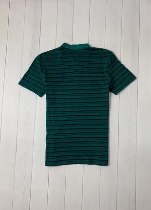 Мужская зеленая полосатая хлопковая футболка поло тенниска levis левайс. размер s m2 фото
