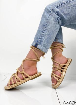 Бежеві жіночі плетені босоніжки - сандалі угорщина 39р.4 фото