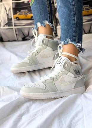 Мужские  кроссовки nike air jordan 1 retro high grey camo / найк аир джордан