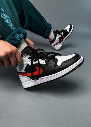 Nike air jordan Кроссовки 1 biggest mid chile red white жіночі кросівки найк аїр джордан