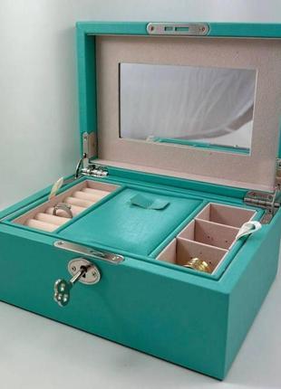 Органайзер большой для хранения ювелирных изделий, бижутерии и украшений  бирюзовый