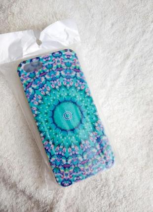 Силиконовый чехол на iphone 5 / 5s айфон инди мандала mandala бирюзовый голубой2 фото