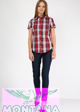 Рубашка женская в клетку с коротким рукавом red