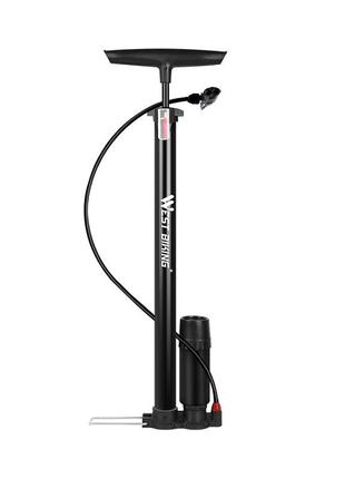 Насос велосипедный west biking yp0711066 black ручной с манометром вело насос для колес 48шт