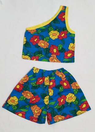 Дитячий літній костюм комплект квіти на дівчинку 32601