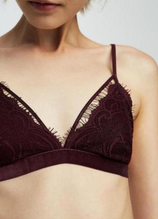 Бордовый кружевной бралетт бюст лифчик без косточек pull&bear