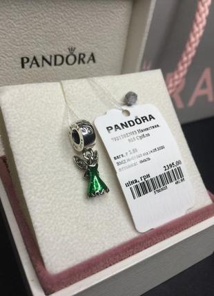 Серебряный шарм пандора 792138en93 дисней фея динь динь зелёное платье тинкер белль серебро проба 925 новый с биркой