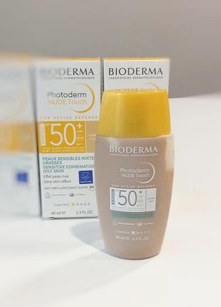 Біодерма photoderm nude touch spf 50+/захистний мінеральний тональний засіб з ефектом nude