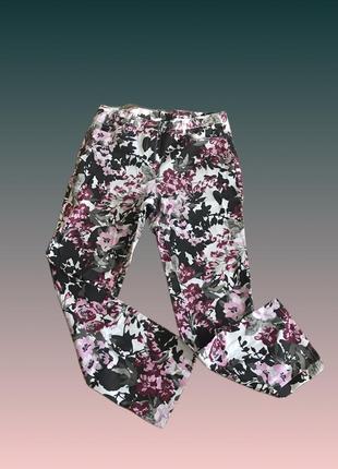 Летние брючки с цветочным принтом коттон-джинс летние брю2 фото